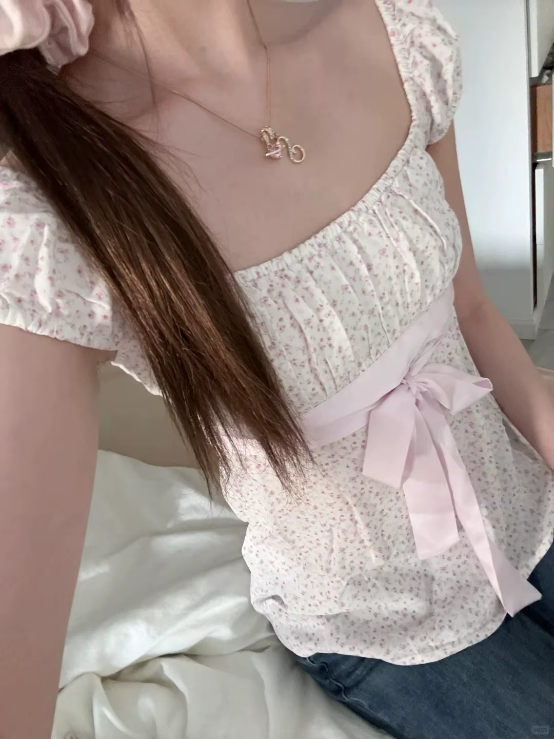 Rose Floral à lacets T-shirts femmes été nouveau décontracté mince col carré bouffant t-shirt hauts femme Preppy Style