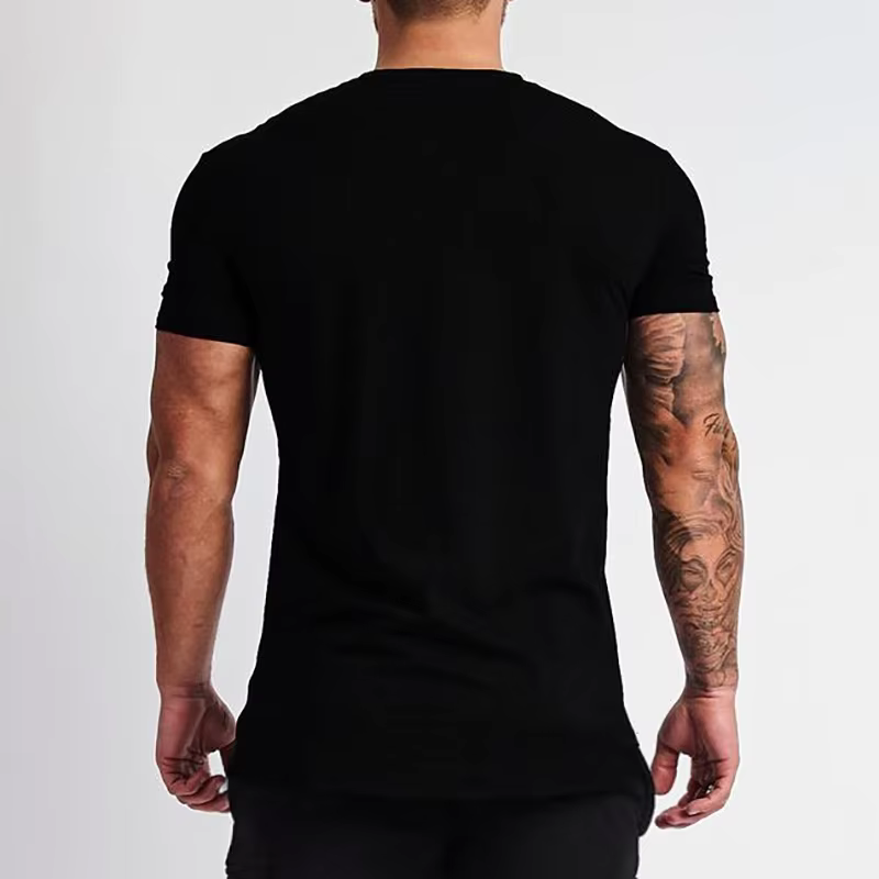 Nouvelle mode col en v T-shirt hommes coton coupe ajustée à manches courtes
