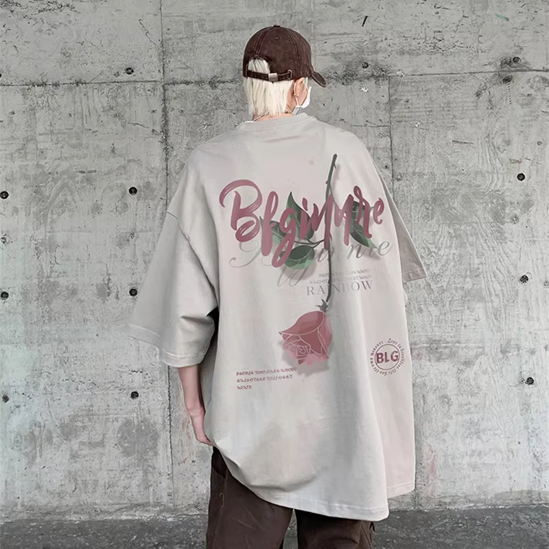 T-Shirt Gothique à Manches Courtes et Col Ras du Cou pour Homme Streetwear en Coton Respirant