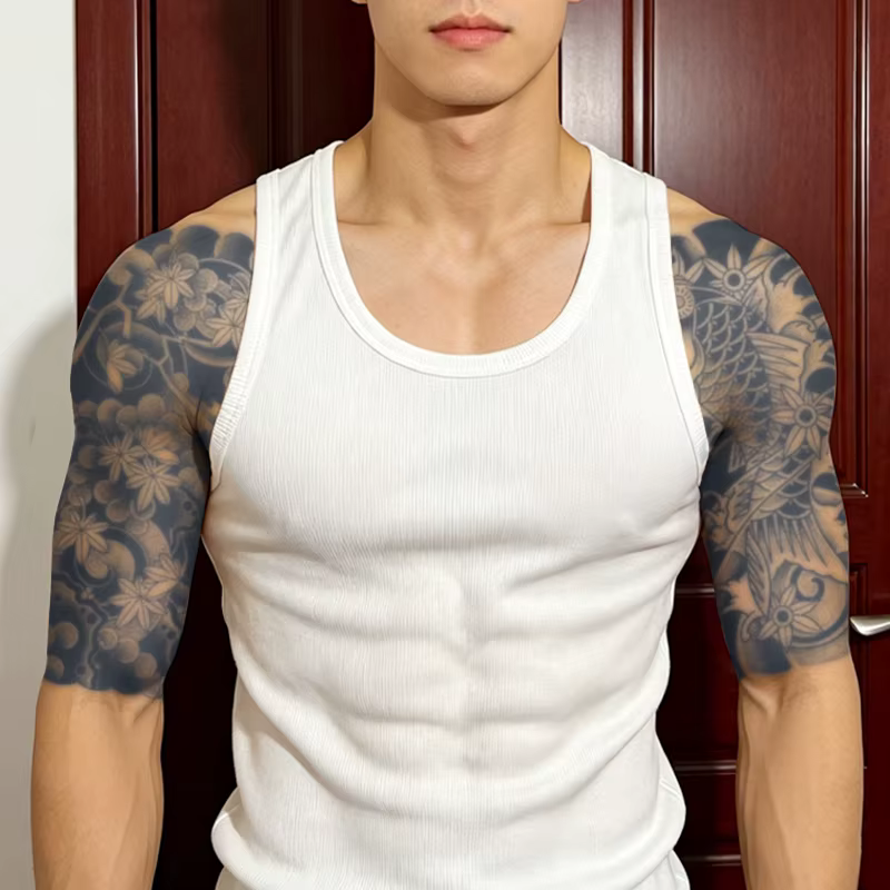 Autocollants de tatouage temporaire à base de plantes, style asiatique, demi-manches, imperméables et longue durée (1 à 2 semaines), adaptés pour les bras et les jambes.