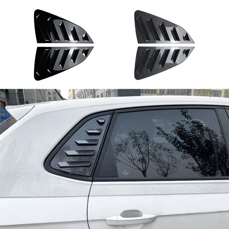 Coques de ventilation latérales pour vitres arrière de voiture, aspect carbone noir brillant, pour VW Polo MK6 2018 2019 2020 2021 2022 2023