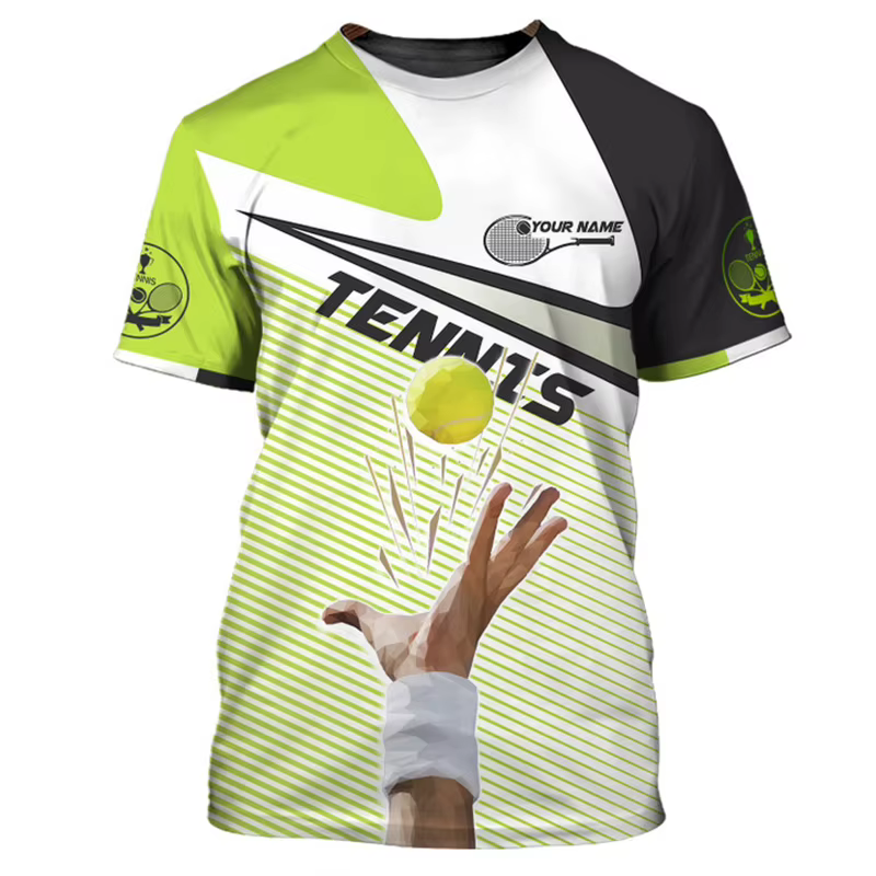 Nom personnalisé balle de Tennis graphique T-shirt hommes femmes Sport mode rue