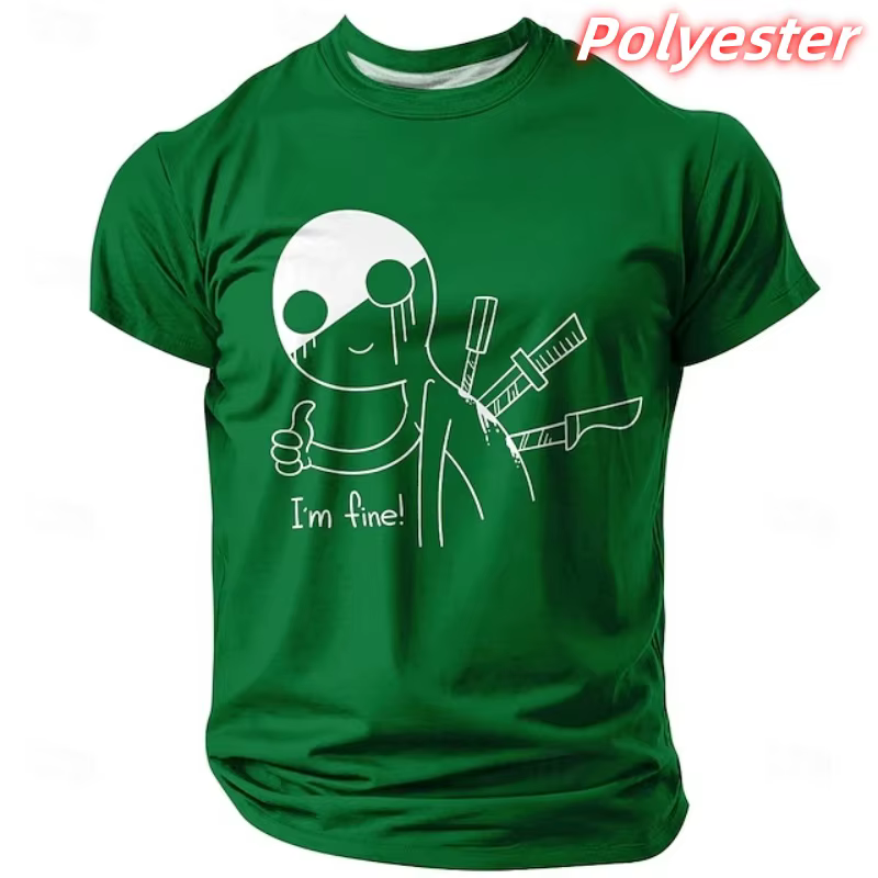 Dessin animé couteau motif t-shirt pour hommes amusant humoristique 3D imprimé à manches courtes T-Shirts été rue hauts