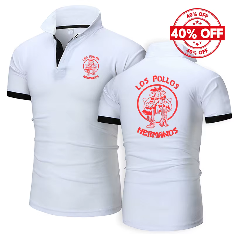 2025 été homme Breaking Bad LOS POLLOS poulet frères Logo imprimé mince loisirs respirant pull à manches courtes Polo