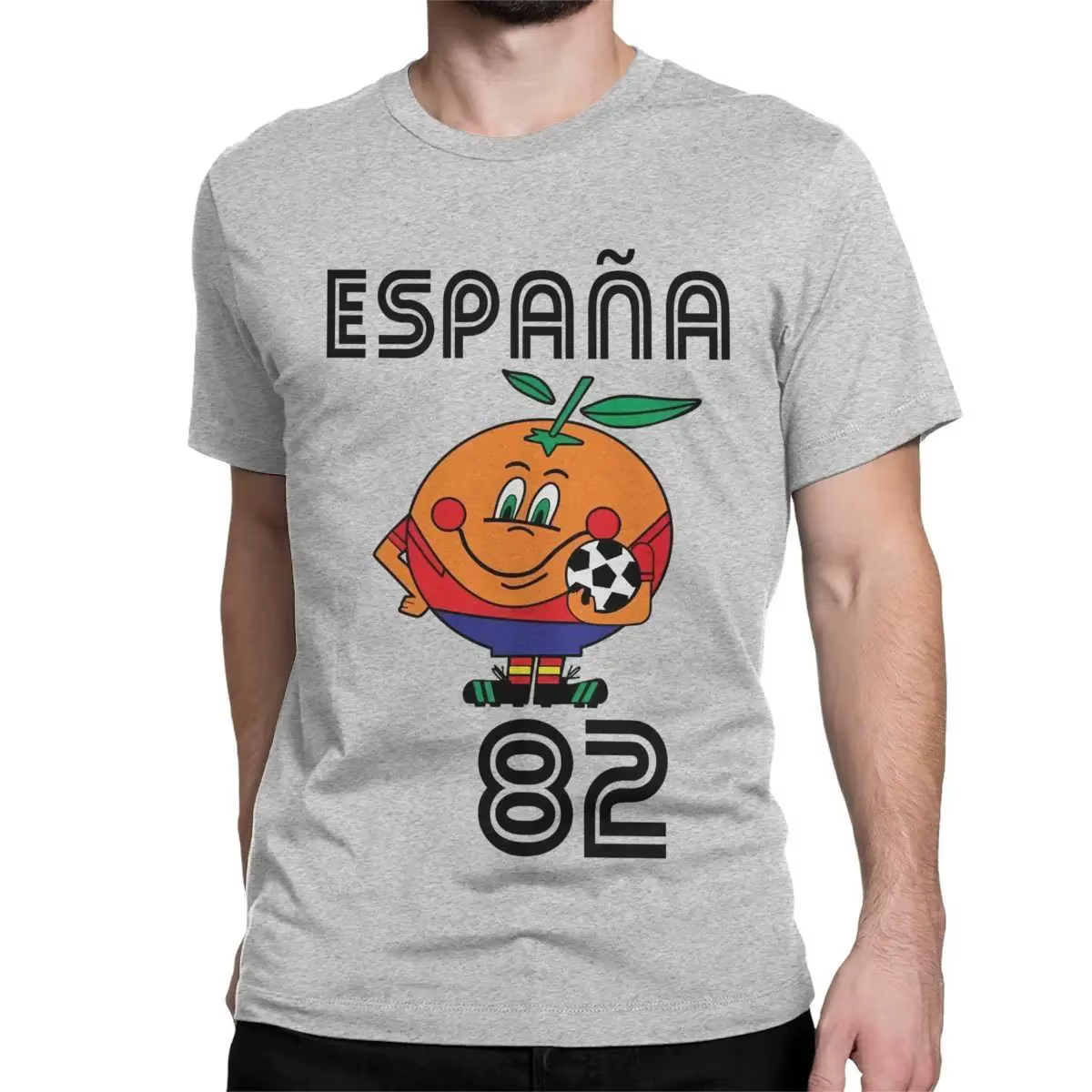 Nouvelle Collection 2026 – T-shirt Basique Quotidien Rétro à Imprimé Lettres et Dessins Animés Thème Football Européen Vintage