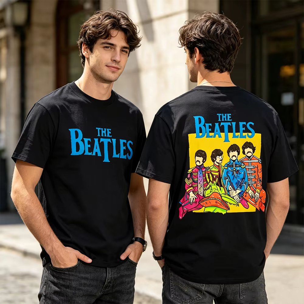T-shirt The Beatles Black Rock Band pour hommes