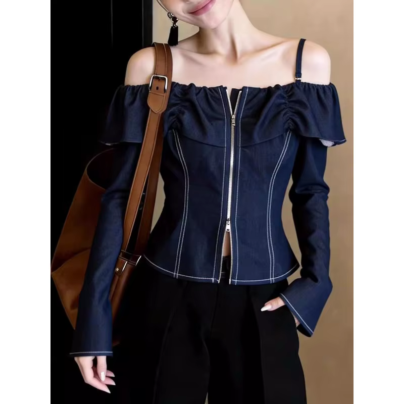 Chemise en jean bleue pour femme