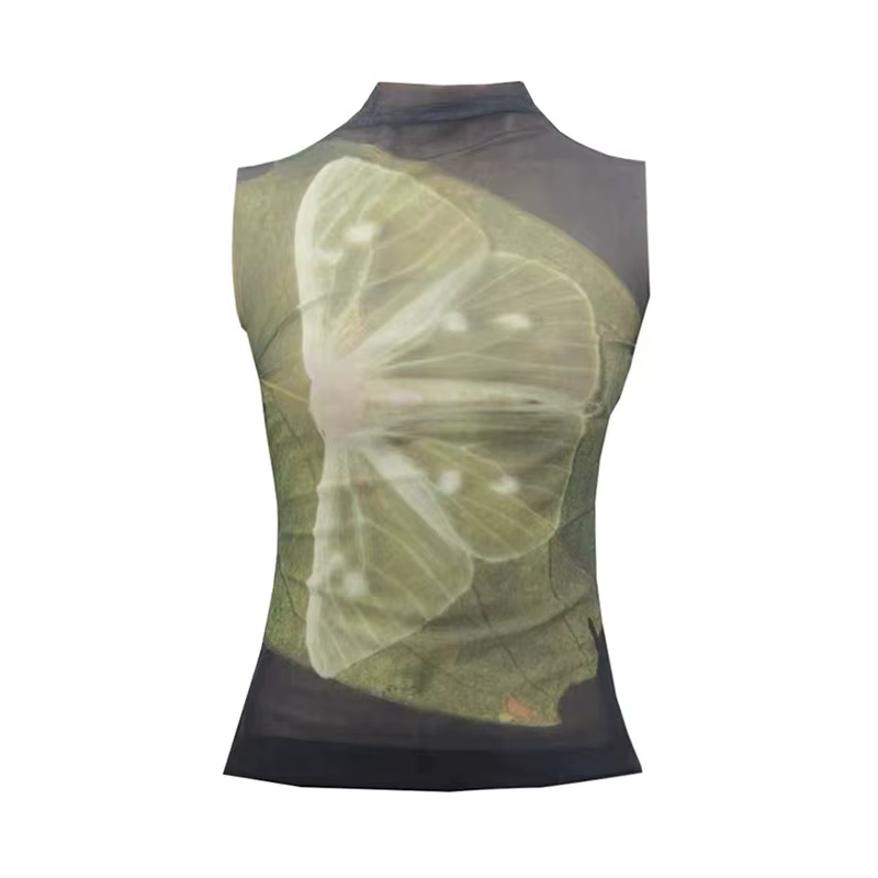 Genayooa Y2k hauts en maille t-shirts sans manches Patchwork débardeurs mode coréenne Grunge esthétique voir à travers