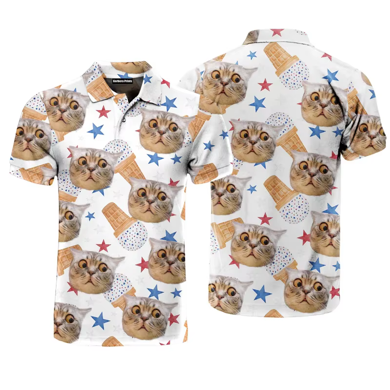 Harajuku manches courtes hommes polos crème glacée impression 3d revers homme haut nouvel été surdimensionné