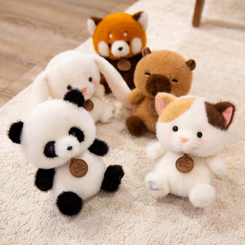 Animaux assis mignons Panda rouge renard paresseux chat jouets en peluche poupées