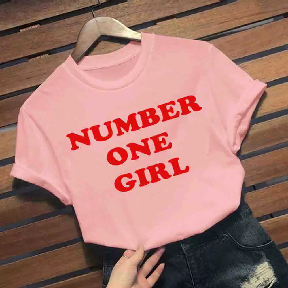 Rose-numéro une fille T-Shirts femmes chemises Harajuku Hip Hop col rond chemise à manches courtes