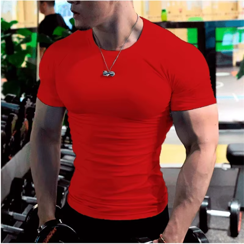 Hommes hauts à la mode t-shirt plaine coupe ajustée
