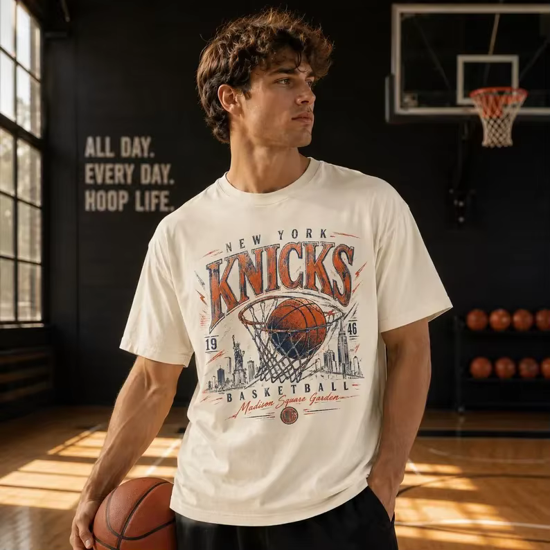 T-shirt de basket-ball graphique vintage des Knicks de New York