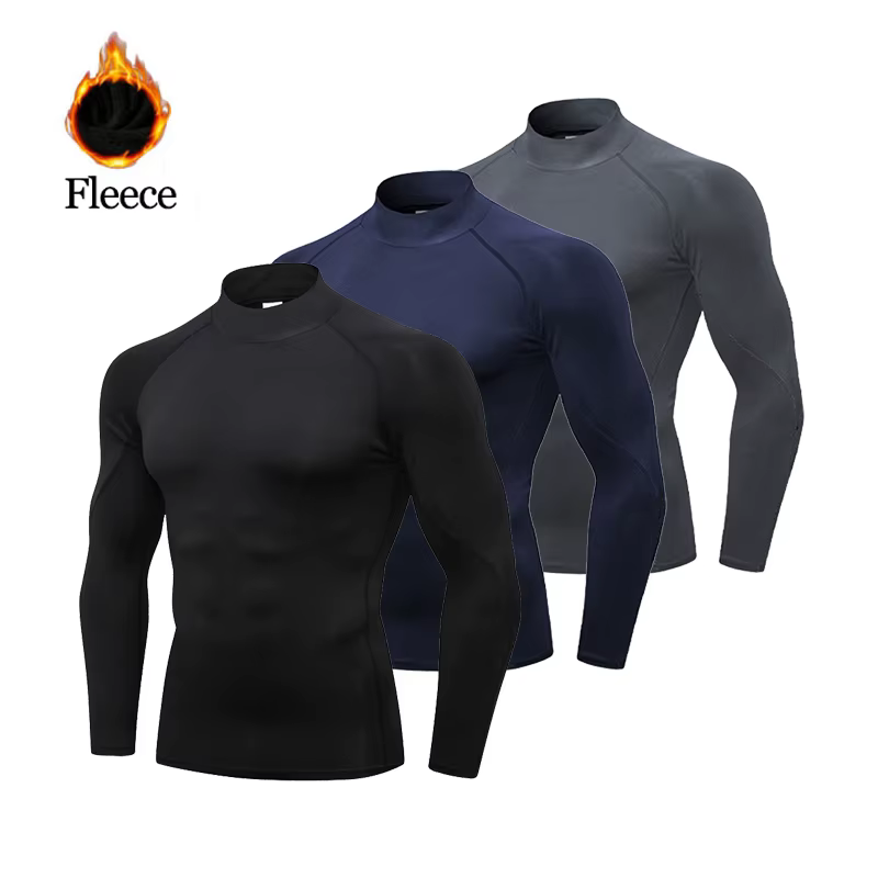 T-shirt d'hiver pour hommes polaire rapide chemise de course chaude à manches longues haut de Compression