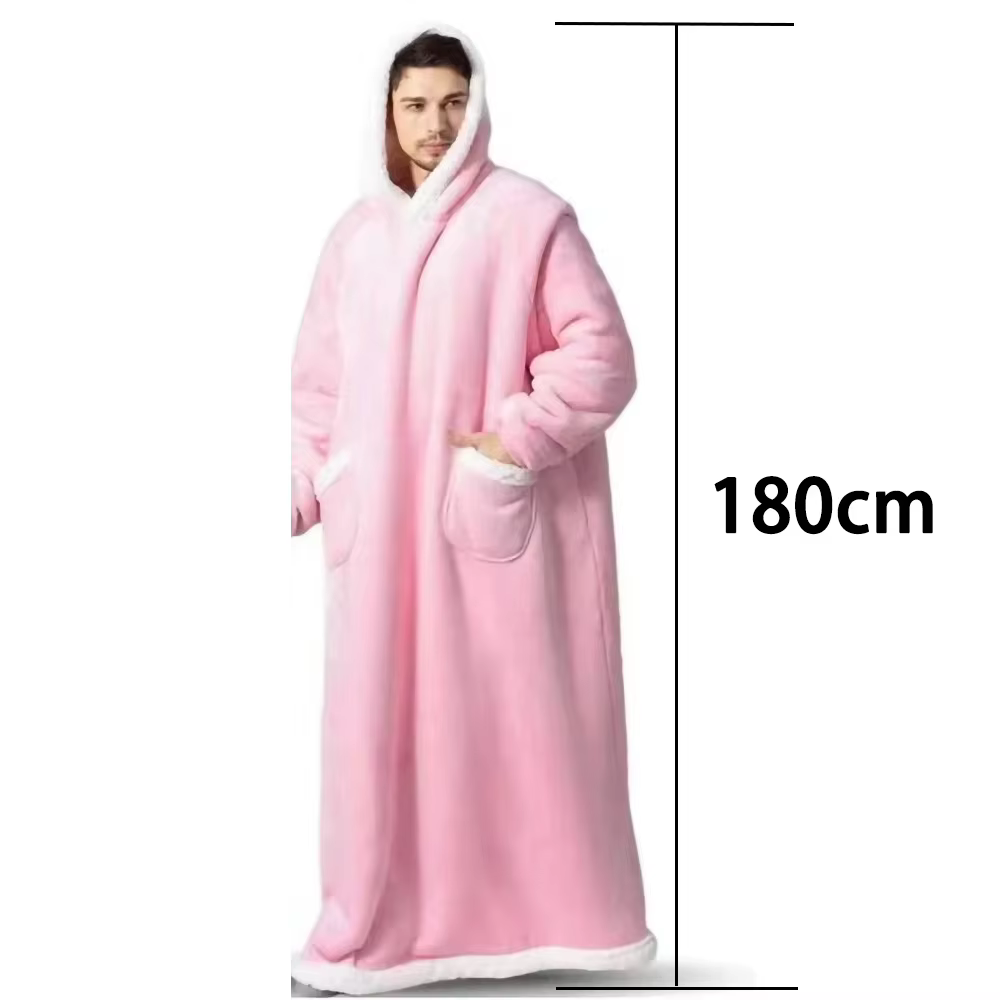 180 cm de Long couverture d'hiver avec manches en peluche polaire portable canapé