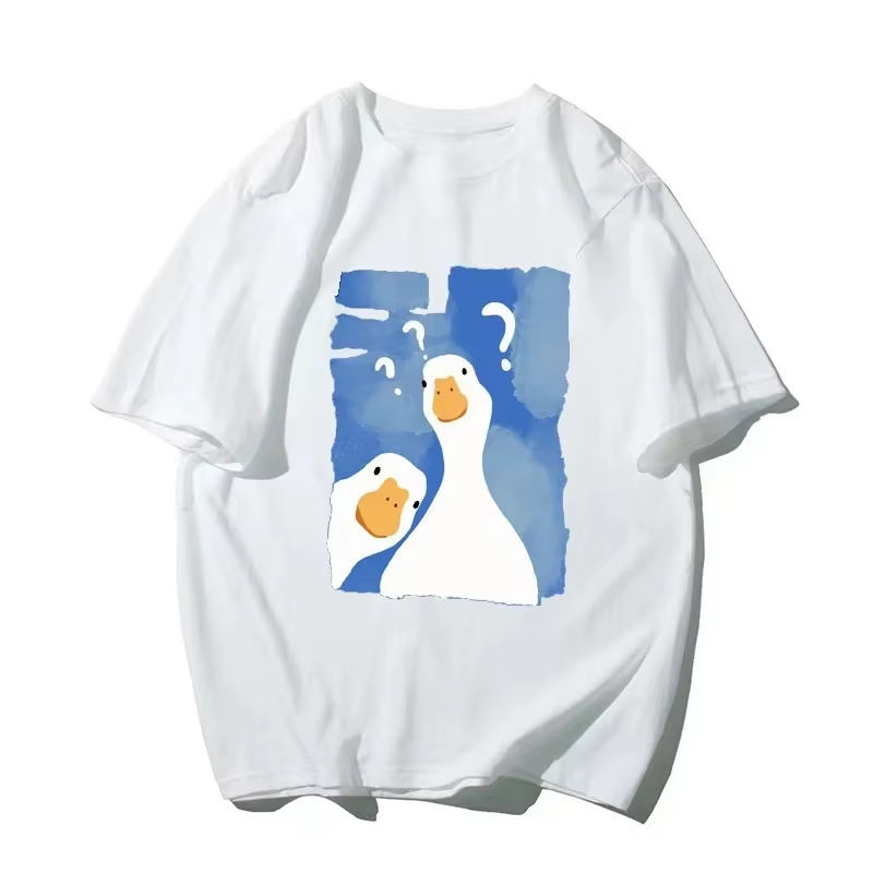 Femme T-Shirt drôle deux canards confus imprimer été mode