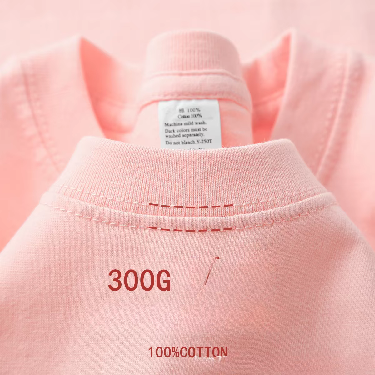 300g coton t-shirts hommes à manches courtes poids lourd été col rond ample respirant chemise