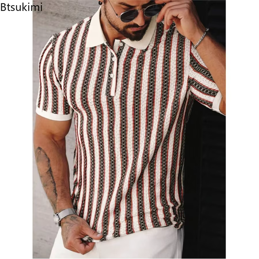 Polo tricoté pour hommes à manches courtes