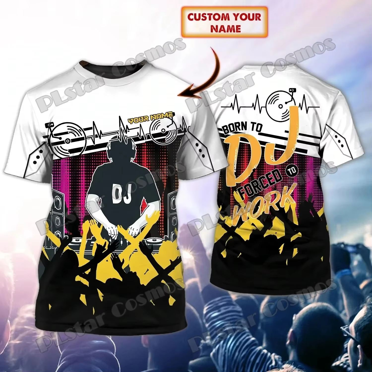 Nom personnalisé DJ Cat Disc Jockey 3D imprimé mode hommes T-Shirt été unisexe décontracté