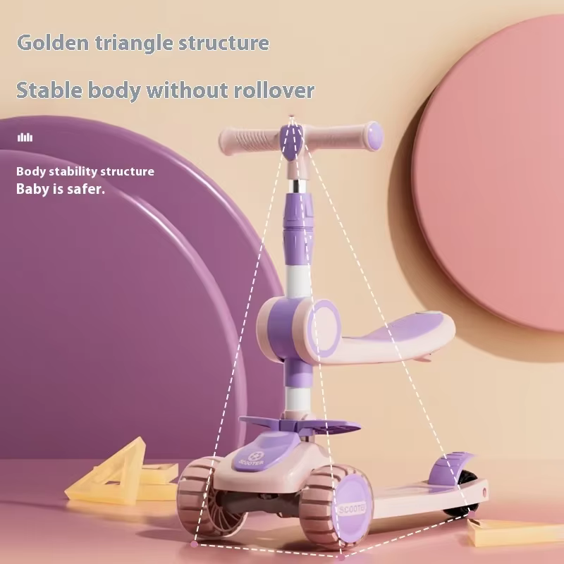 Nouvelle trottinette pour enfants de 1 à 3-6-10 ans, trottinette trois en un pour filles, garçons et bébés. Promenade en scooter