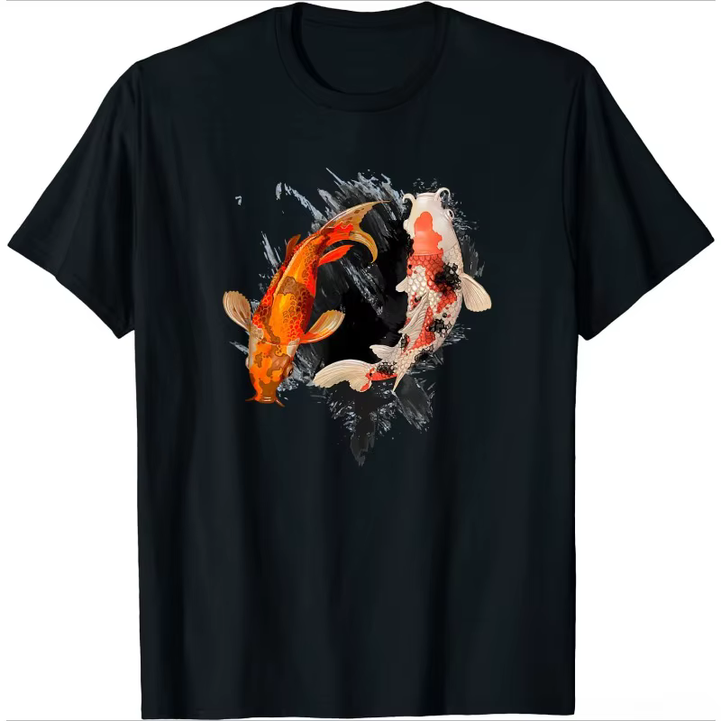 T-Shirt de tatouage japonais, Koi Fish I carpe étang