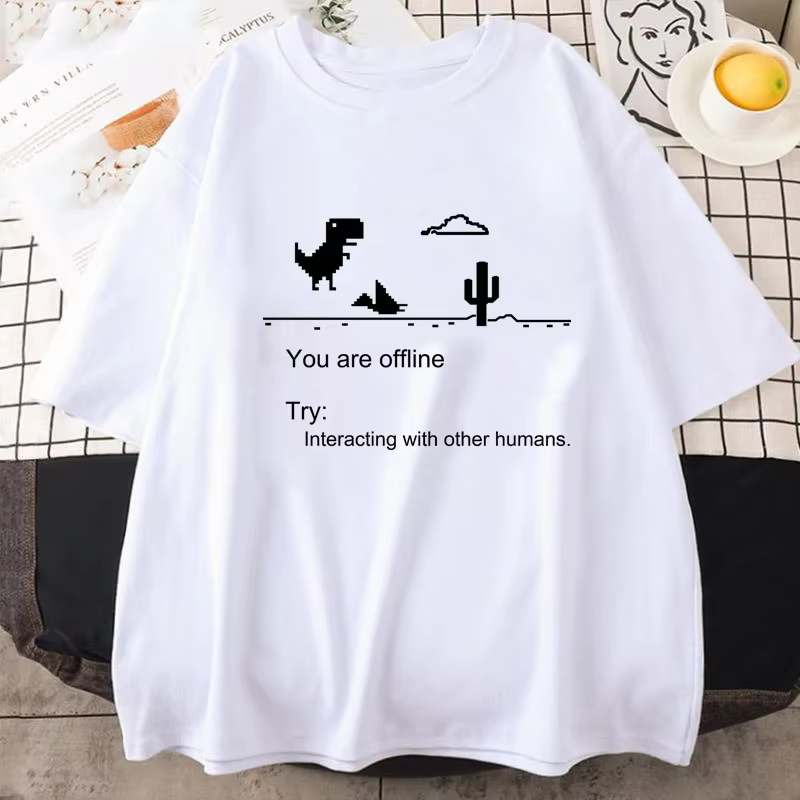 2025 T-shirts pour hommes imprimé dinosaure Cactus hauts drôles été coton T-shirt