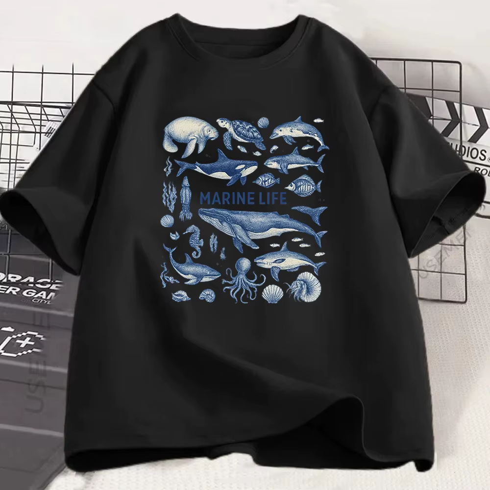 T-shirt Vintage Vie Marine : Requin Baleine