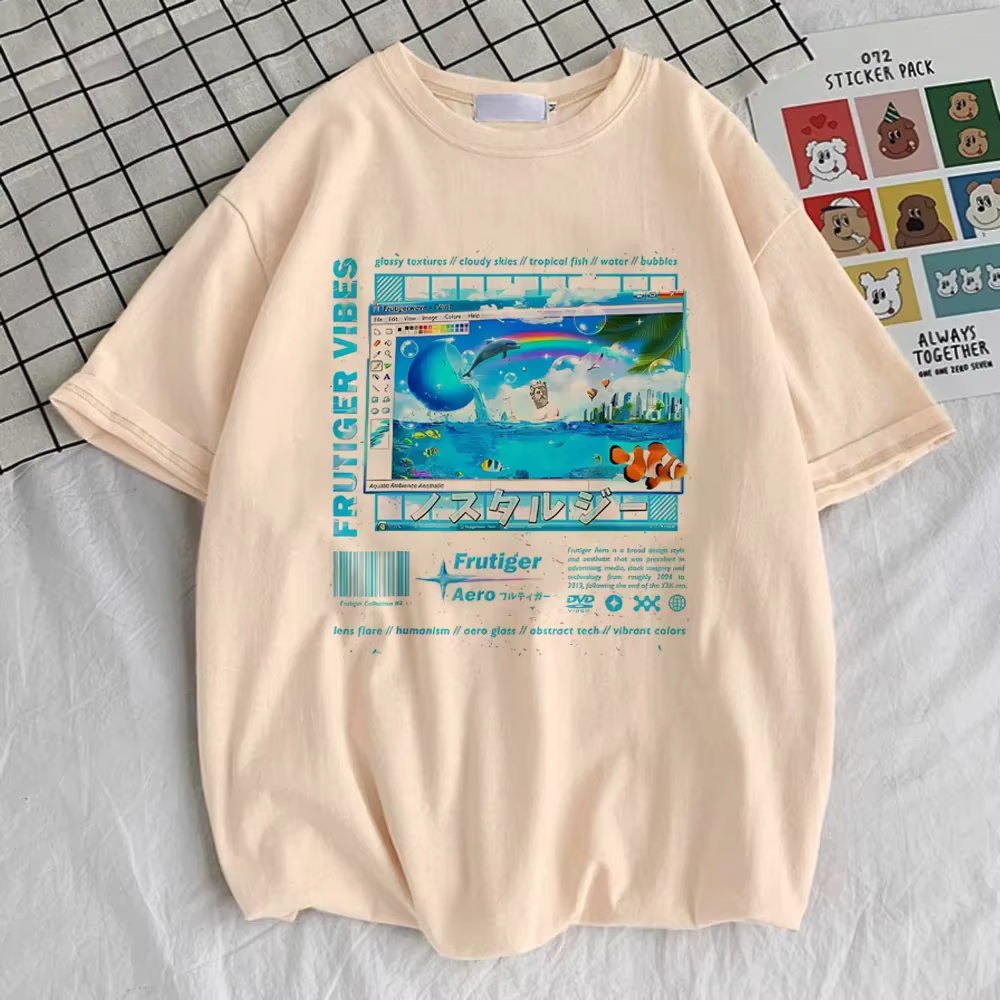 Frutiger Aero t-shirt fille graphique confortable gothique années 80 Pastel respirant