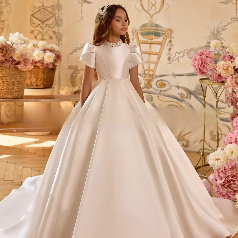 Robe de mariée blanche en Satin pour filles