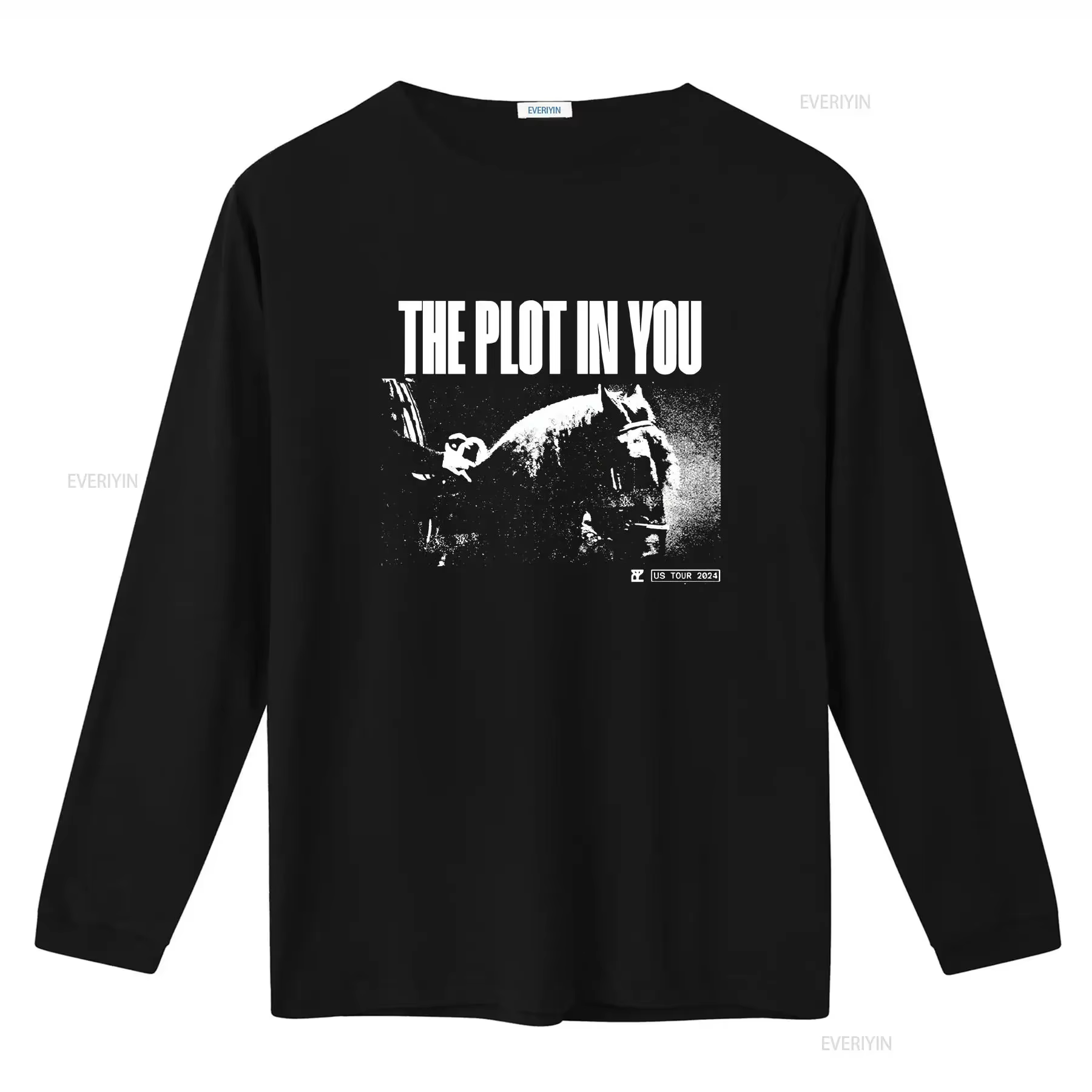 T-shirt The Plot in You Fall 2024 Tour noir S-5XL 1B0263 vintage délavé légèrement vieilli pour le quotidien streetwear décontracté doux