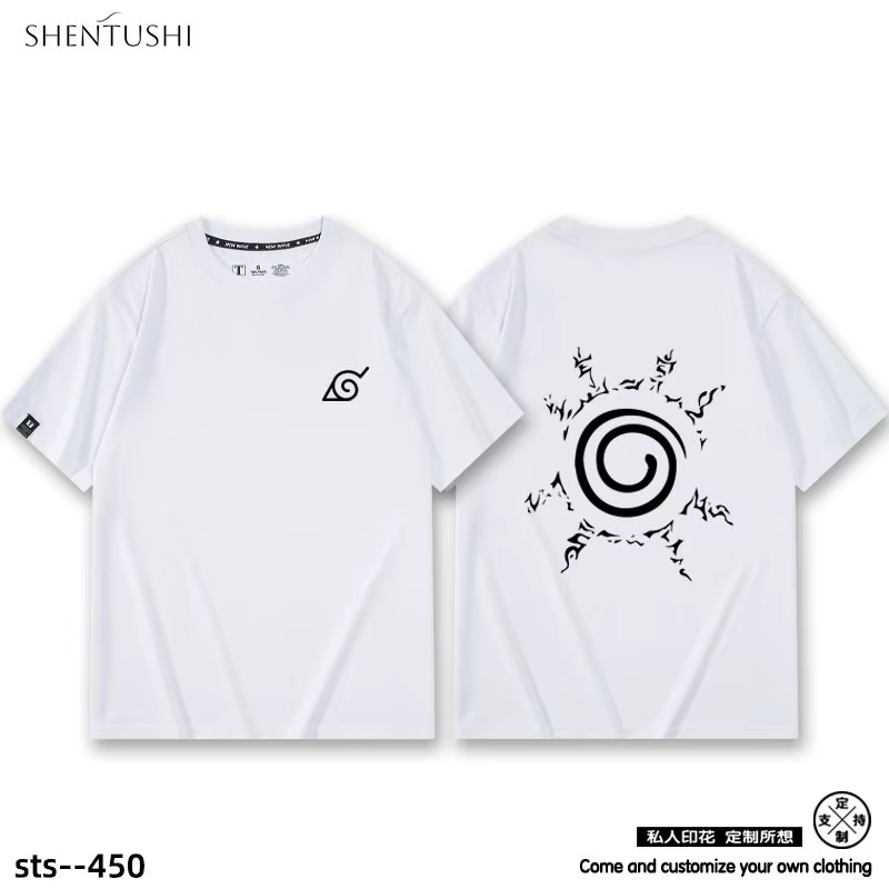 T-shirt pour enfants Naruto Nine Tailed Anime en coton imprimé double face