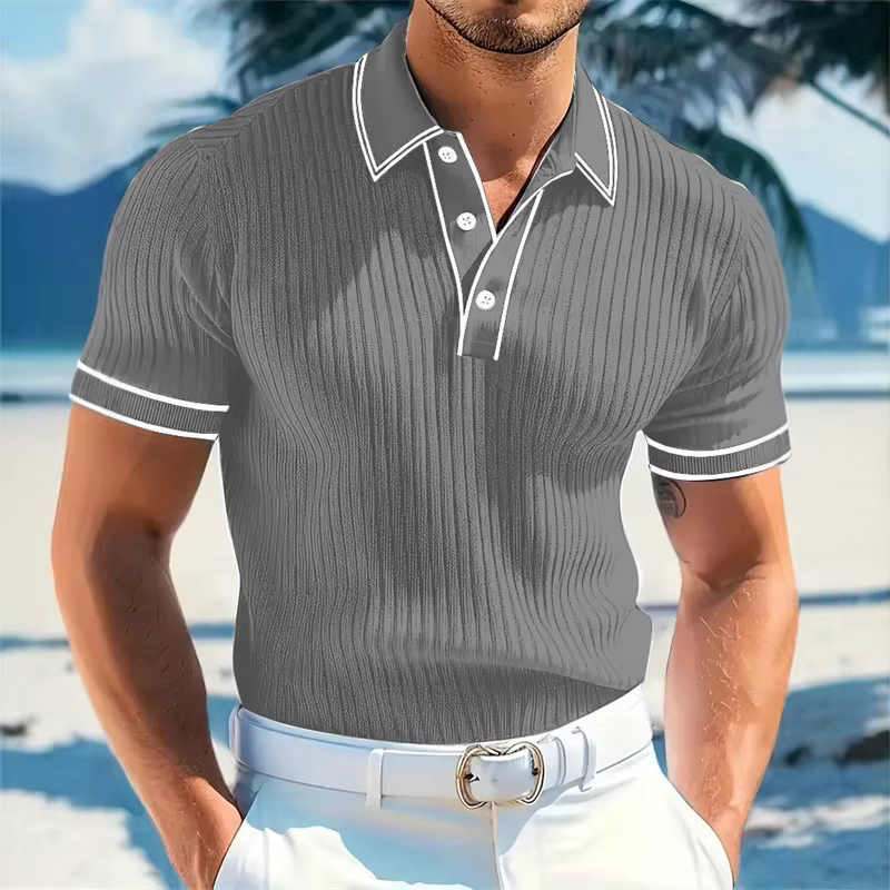 Nouveau Polo Homme Manches Courtes Couleur Unie Décontracté Chic Été T-shirt Tendance Golf