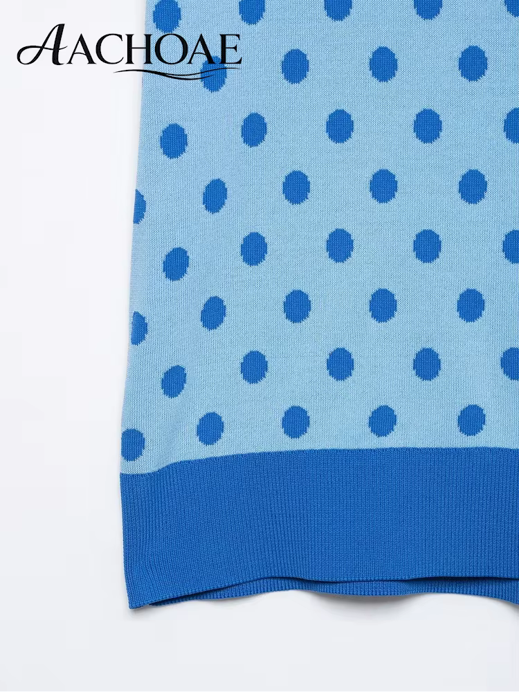 AACHOAE – polo en tricot à pois pour femmes