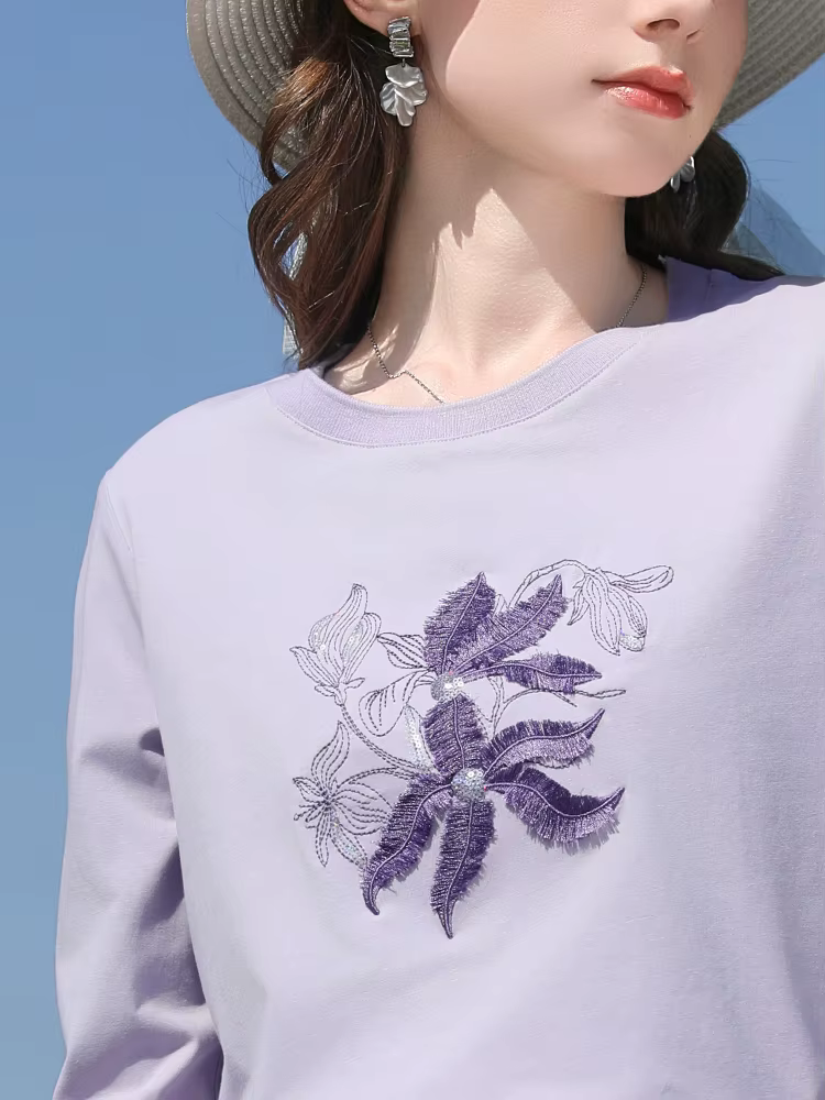 I BELIEVE YOU T-shirt à manches longues lilas pour femme