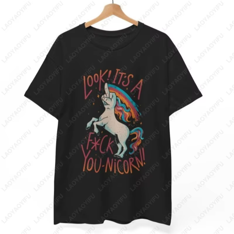 F-You T-Shirt licorne Style Humor coton à manches courtes