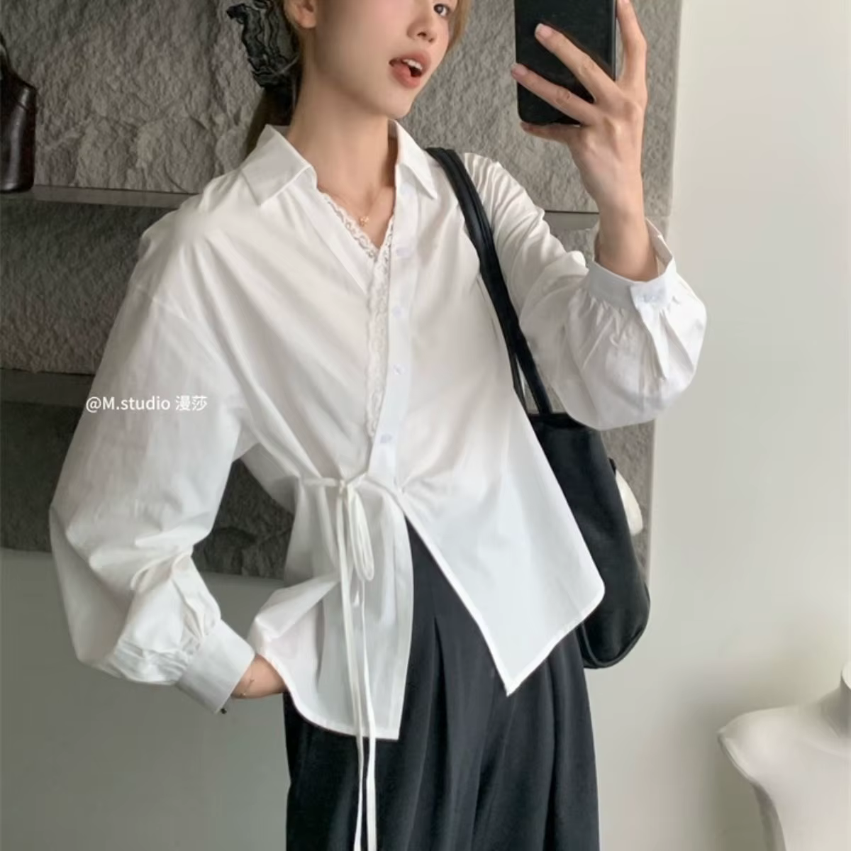 Chemises à manches longues en mousseline de soie pour femmes, à volants, surdimensionnées, boutonnées, Style Preppy, jeune, douce, Sexy, vêtements quotidiens de rue, tendance