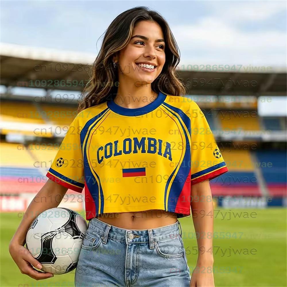 Maillot court de football COLOMBIA personnalisé – T-shirt de supporter de football pour homme et femme