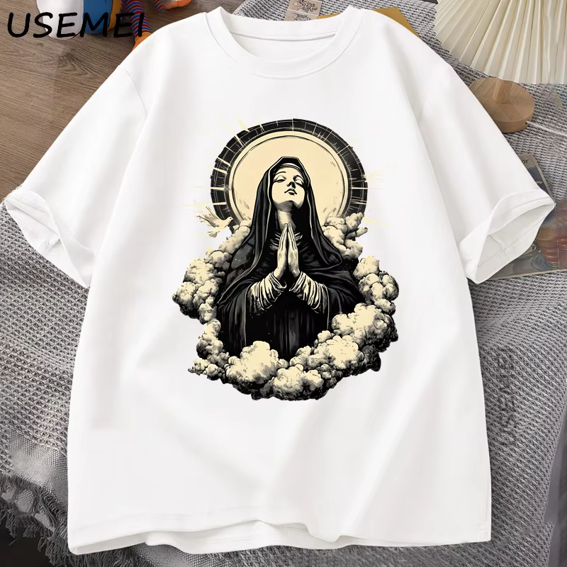 T-shirt chrétien vierge marie graphique