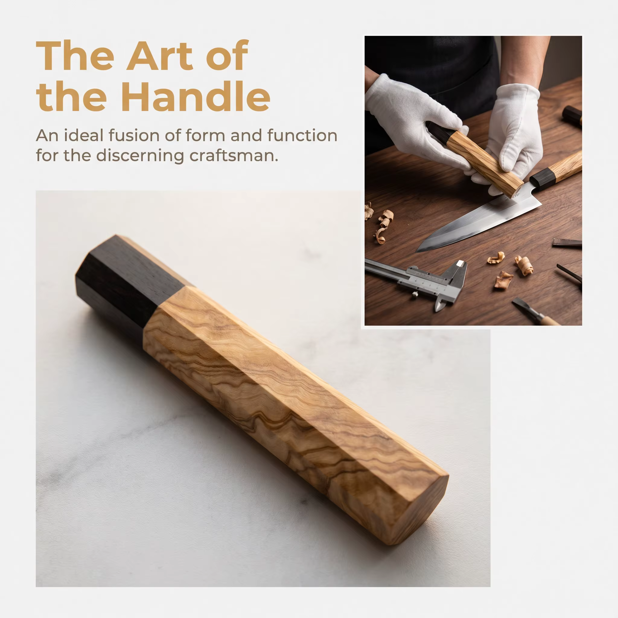 1 pièce Manche de couteau octogonal en bois d'ébène et Kibao rouge pour la fabrication de couteaux de cuisine de style japonais et de couteaux à poisson cru