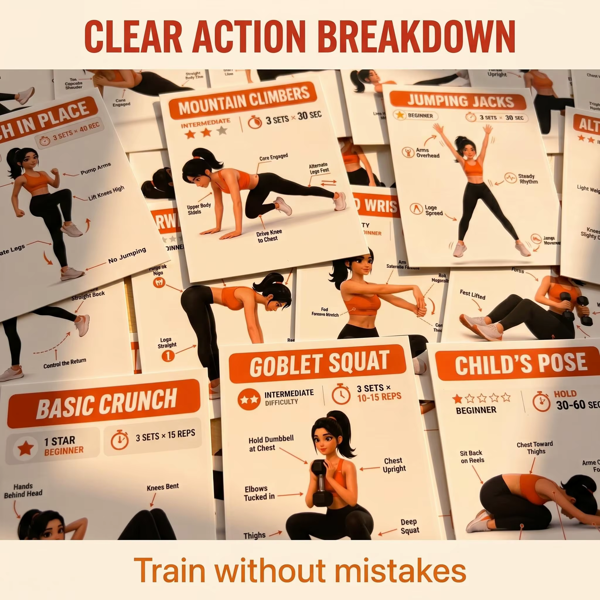 Cartes de guide de fitness