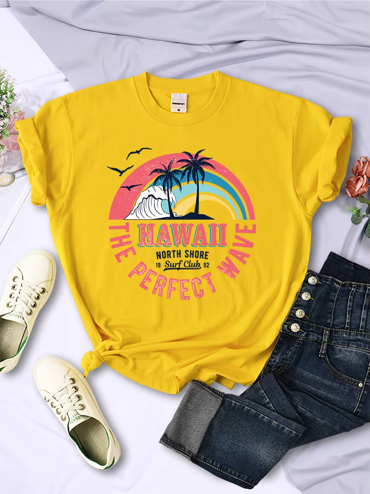 Hawaii la vague parfaite femmes t-shirt été respirant