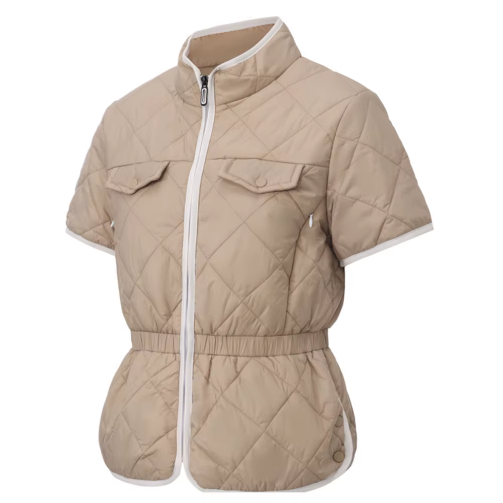 Gilet de golf en duvet de coton pour femme - Veste chaude à col montant pour l'automne