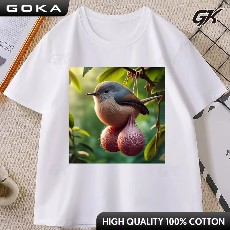T-shirt humoristique en coton à col rond pour homme