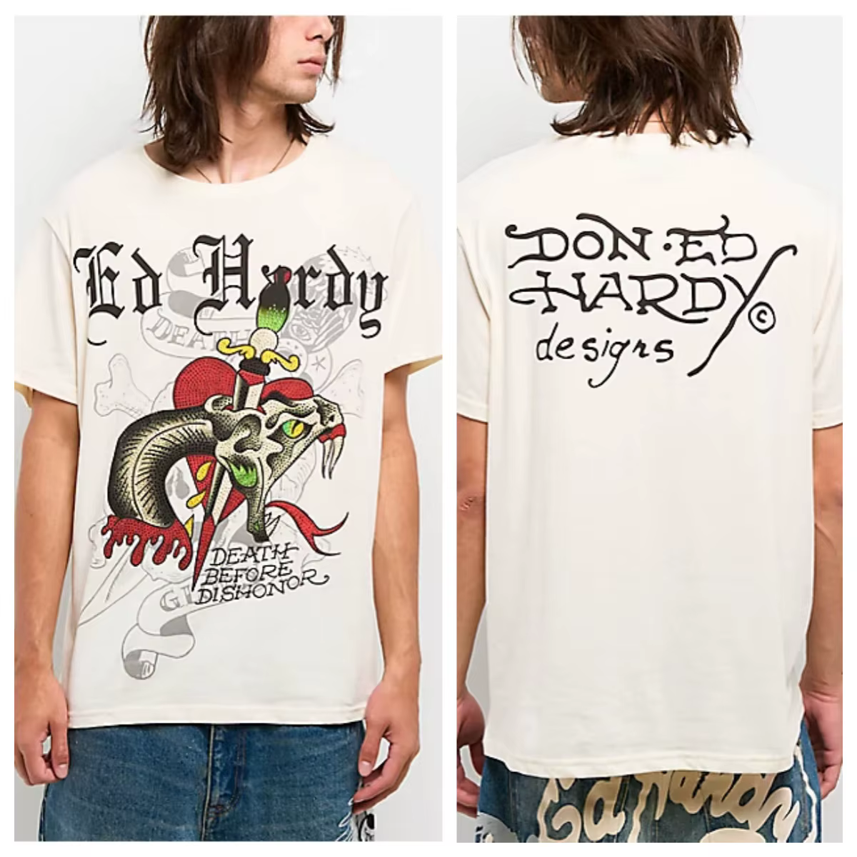 T-shirt en coton avec motif graphique Crouching Panther Ed Hardy Y2k Tattoo Art Street Trendy Brand pour hommes et