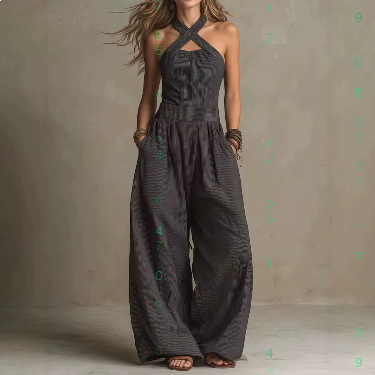 Combinaison sans manches à col halter, ensemble assorti printemps-été
