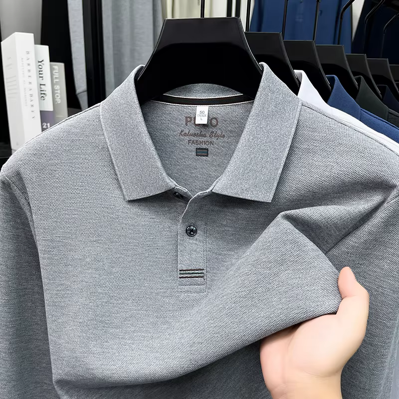 Polo à manches longues 100 % coton pour homme