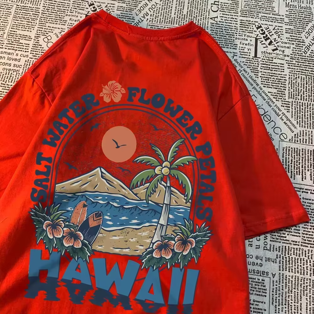 T-shirts décontractés style Harajuku Hawaï pour hommes et femmes