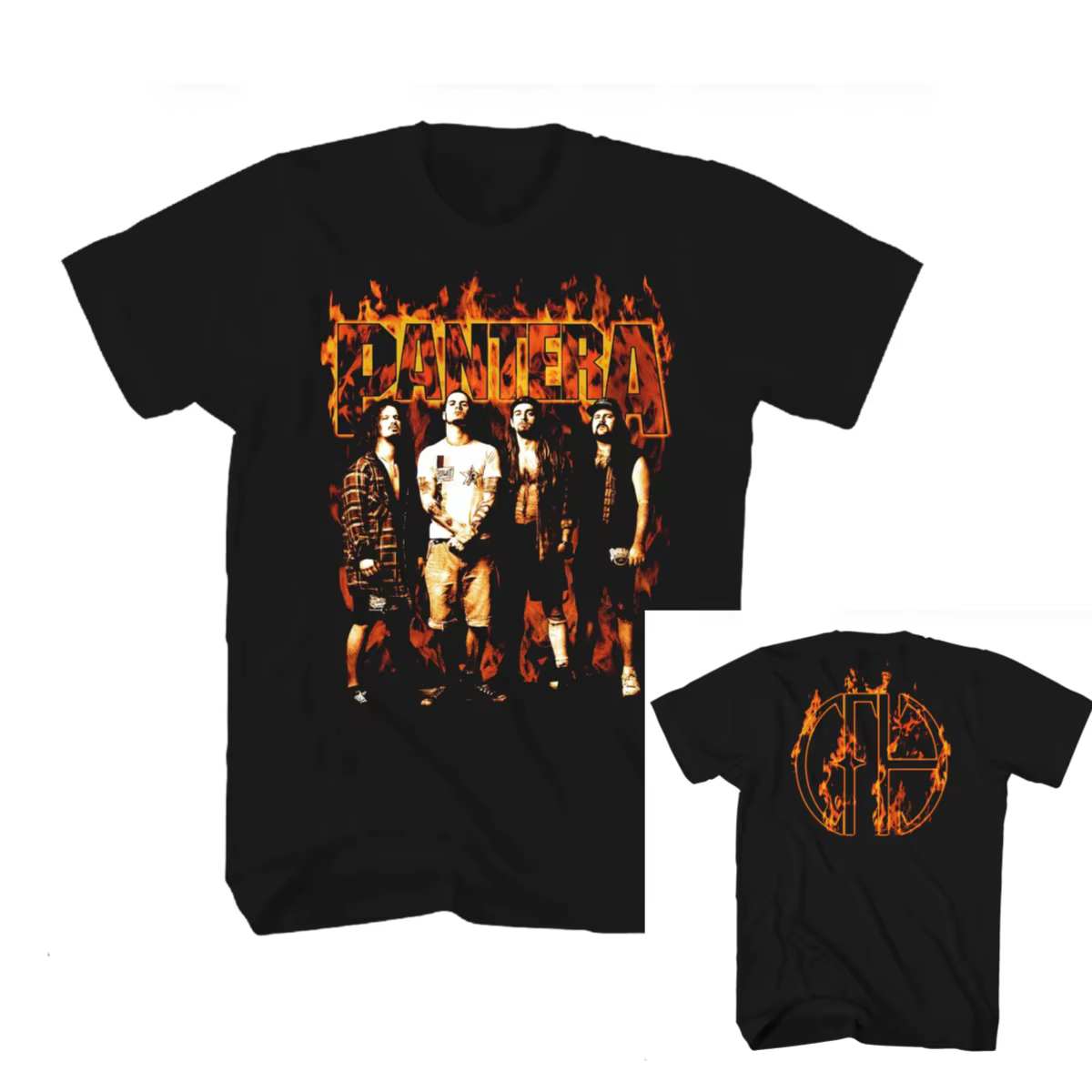 T-shirt décontracté avec logo Pantera Flames Band