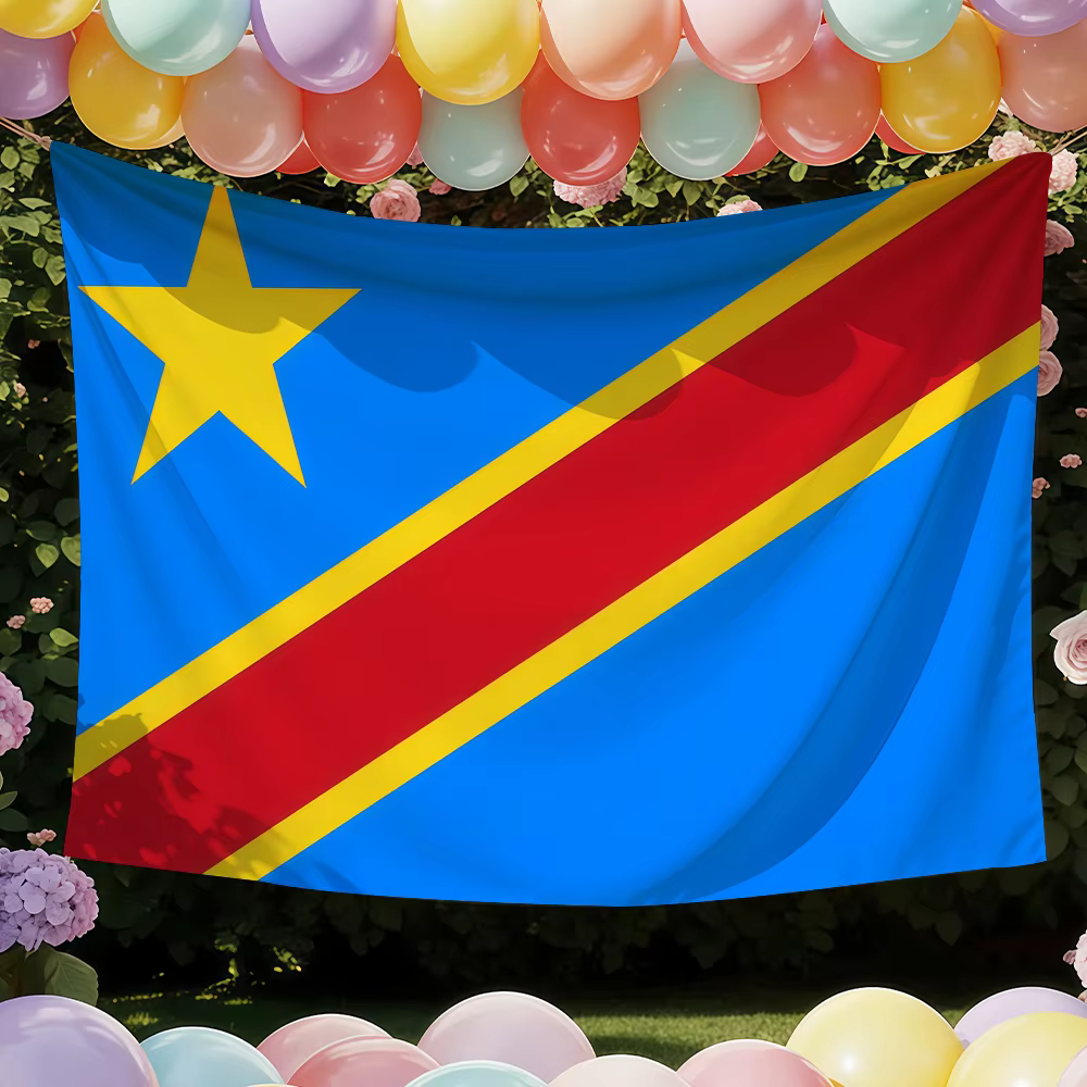 Drapeau de la République démocratique du Congo, idéal pour les fêtes, les clubs, la décoration murale intérieure ou extérieure, bannière, cadeau