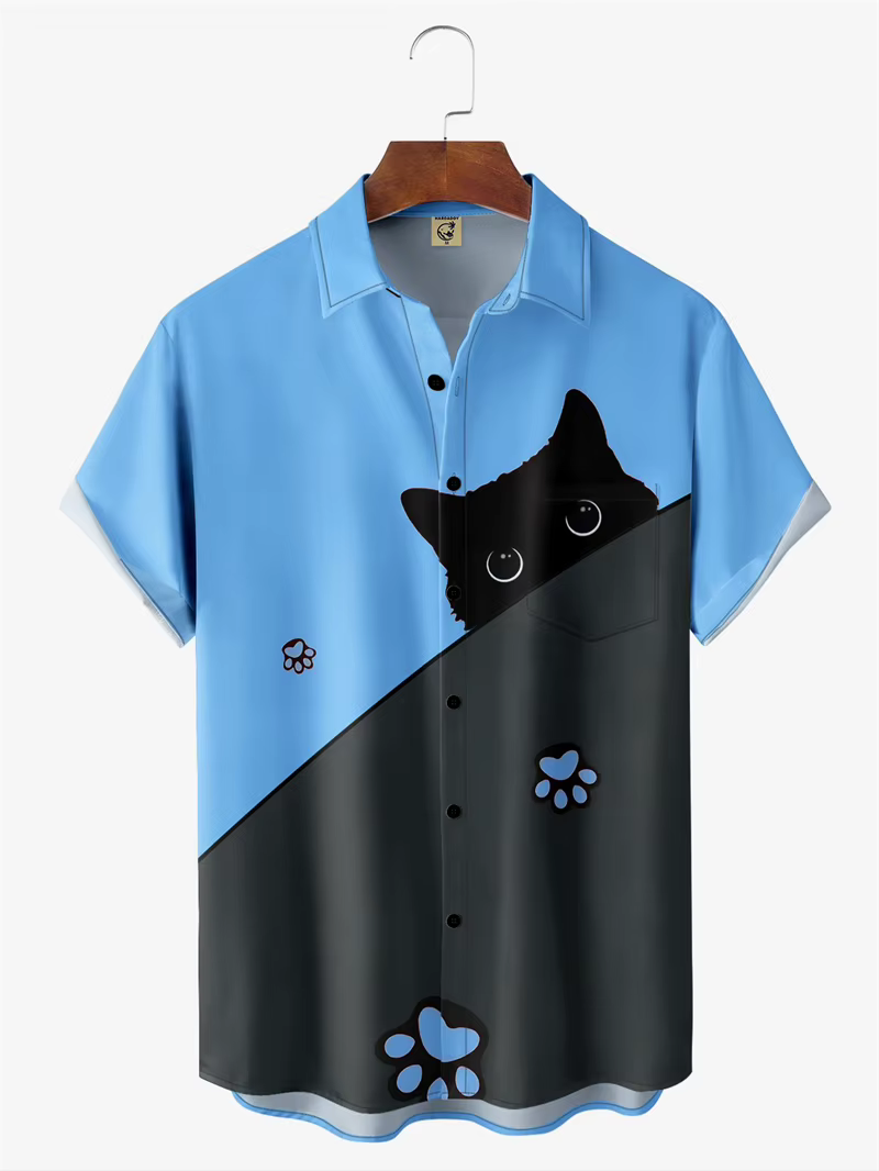 Chemises graphiques de chat de dessin animé mignon pour hommes et femmes